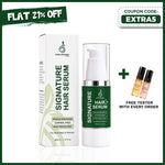 Hair Affairs Signature Hair Serum bottle with product box for reducing hair breakage and frizz