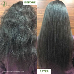 before and after hair transformation, frizzy to smooth hair result, hair treatment before and after, damaged hair repair result, professional hair care results