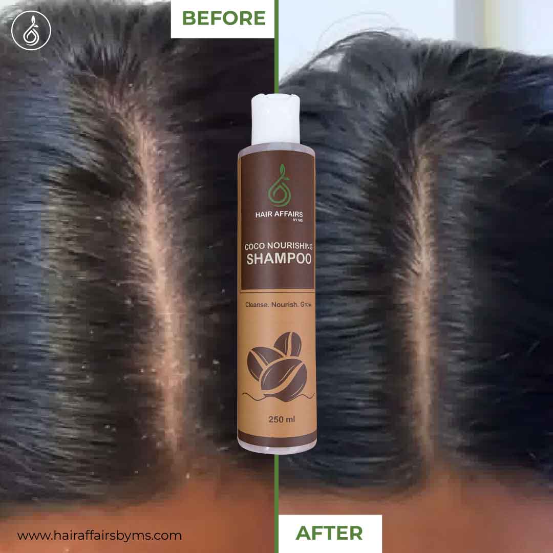 Before and After of coco nourishing shampoo