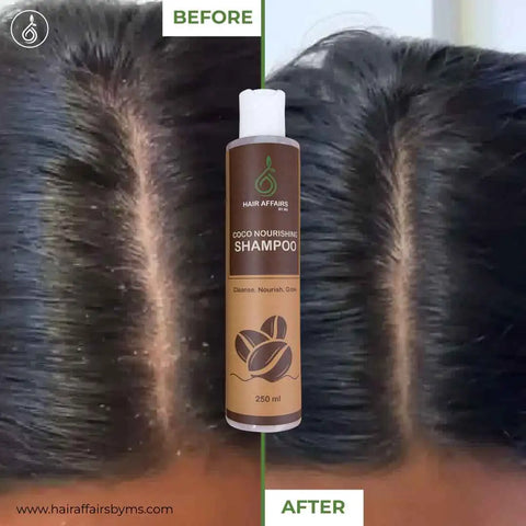 Before and After of coco nourishing shampoo